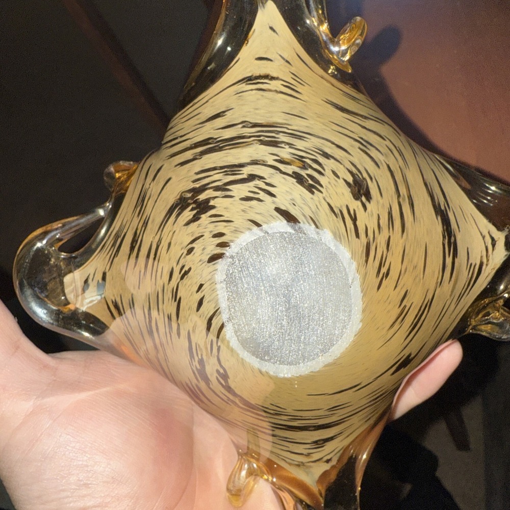 Vintage‎ Murano Blown Glass Tiger Style Print Basket Vetho Esquito Made In Italy - Picture 6 of 6